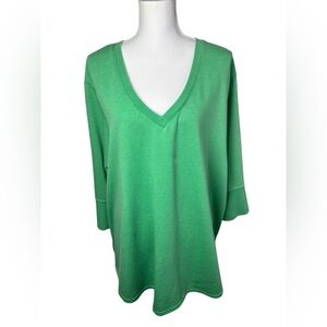 Jane + Delancey 3X Green V-Neck Tunic Top NWT Oversized Button Sleeve Plus Size